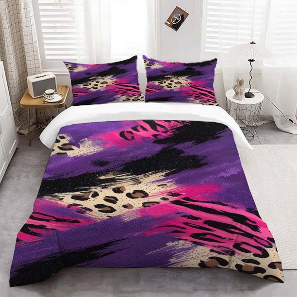3pcs Leopard Print Abstract Art Pattern Bedding Set Soft And Comfortable