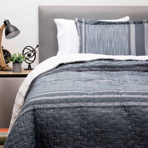 Zahr - Cubrecama Sherpa Estampado Single - Gris