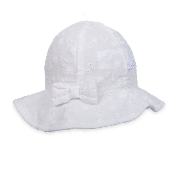Gorro Bebé Niña 100% Algodón Broderie Floral Blanco Pillin