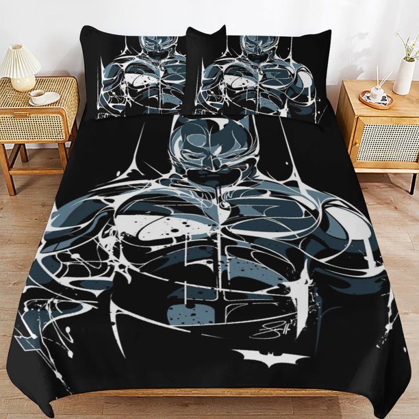 Batman Bedding Sets Ultra Soft Skin-Friendly Duvet Cover 3 Piece, Cute Comforter Cover Bed Set for Boys Girls Kids