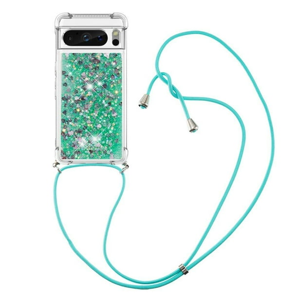 Funda FOXDOCK para Google Pixel 8 Pro con Cuerda Ajustable, Brillo Líquido, Protección Antigolpes y Lente – Ideal para Regalo