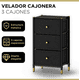 thumbnail image 2 of Velador Cajonera 3 Cajones Carry All® Moderno Negro Marco Metal Eco Cuero, 2 of 5