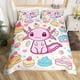 thumbnail image 4 of Cartoon Axolotl Duvet Cover Queen Size,Sunflower Bedding Set Cute Animal Botanical Comforter Cover Watercolor Yellow Quilt Cover-, 4 of 4