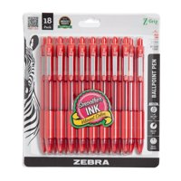 Bolígrafo Zebra Pen Z-Grip Retráctil De 1,0 Mm, Tinta Roja, Paquete De 18