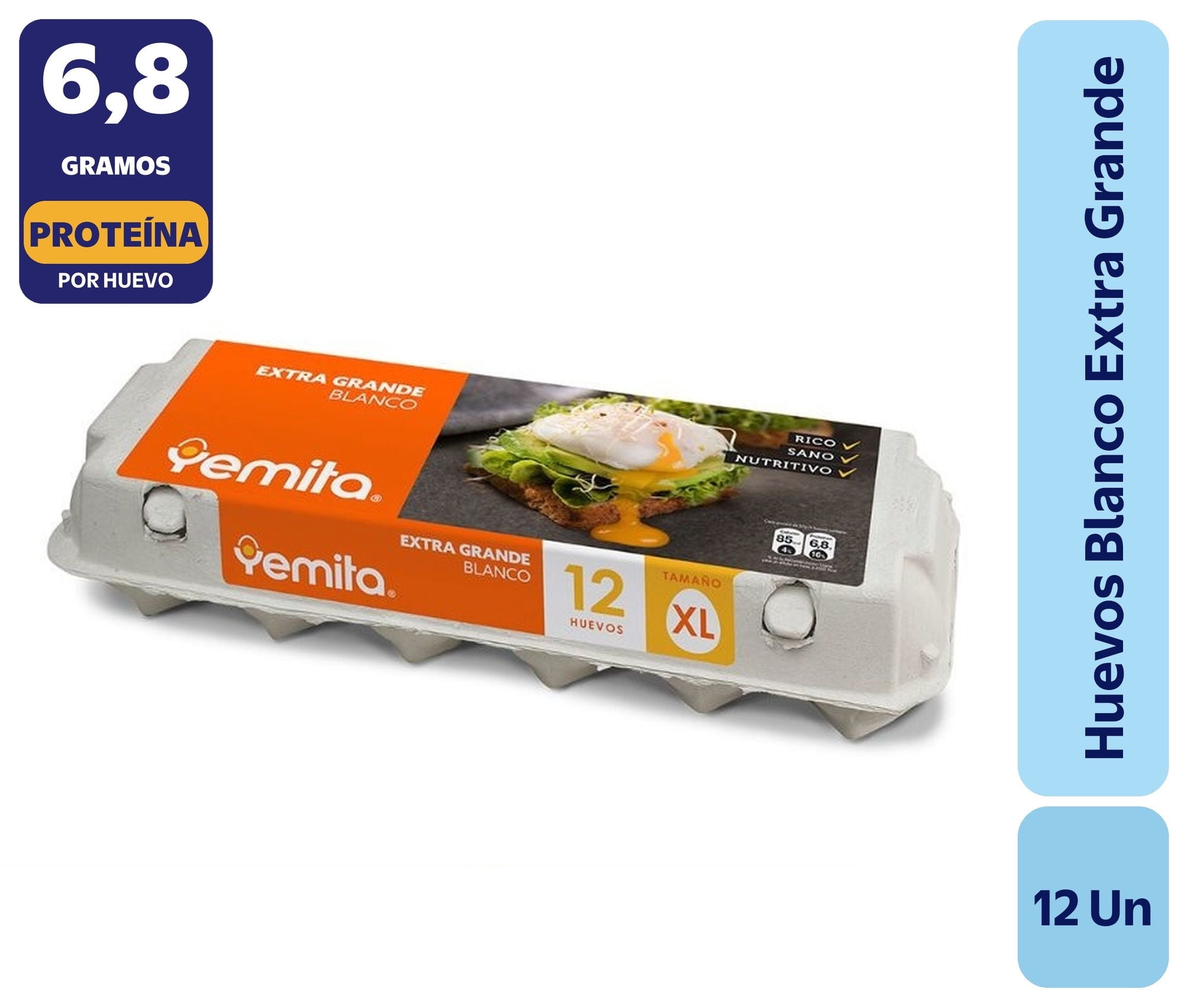 Huevos Tradicionales Extra Grande Blanco 12 Un Yemita