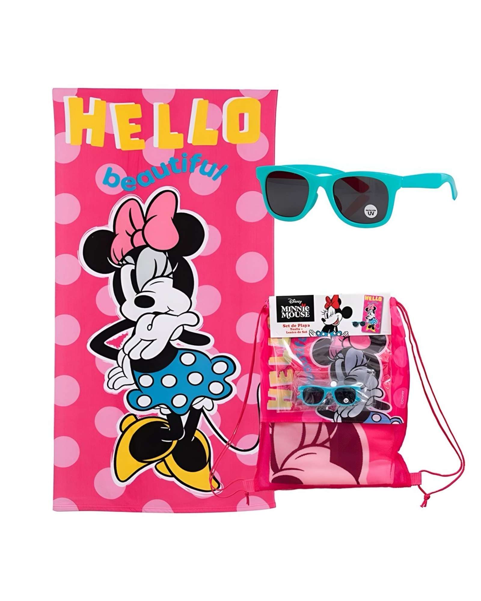 Mashini - Toalla De Baño Niño Niña Con Lentes De Sol Y Bolso Minie