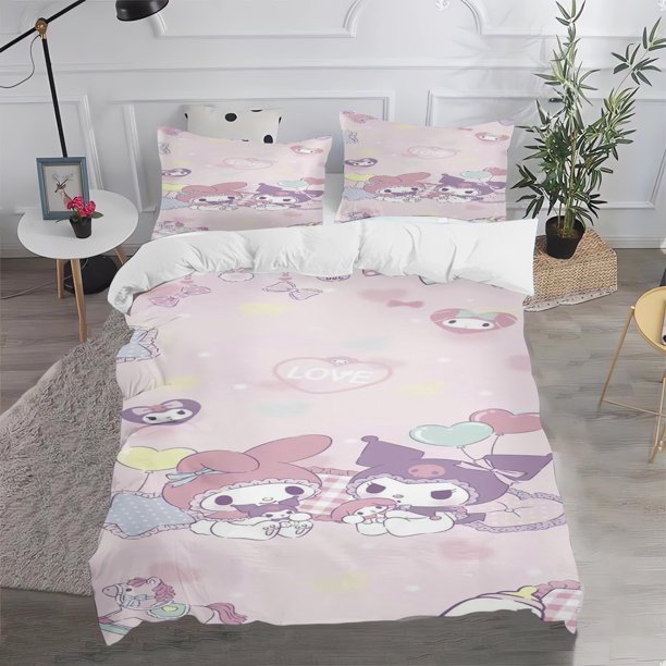 Duvet Cover Children Home Quilt Set Cute Cartoon Soft Breathable Polyester 3-Piece Breathable Comforter Bedding