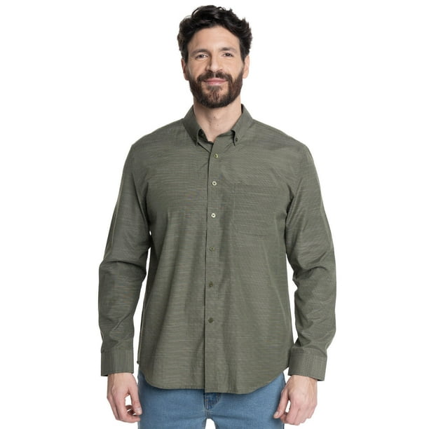 Camisa Hombre Cuello Semi Italiano Bolsillo Pecho