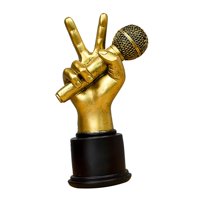 Bothyi - Exhibición De Arte De Escultura De Gesto De Estatua De Mano Para Micrófono De Sala De Estar De Escritorio De Oficina 15X9.5X25Cm