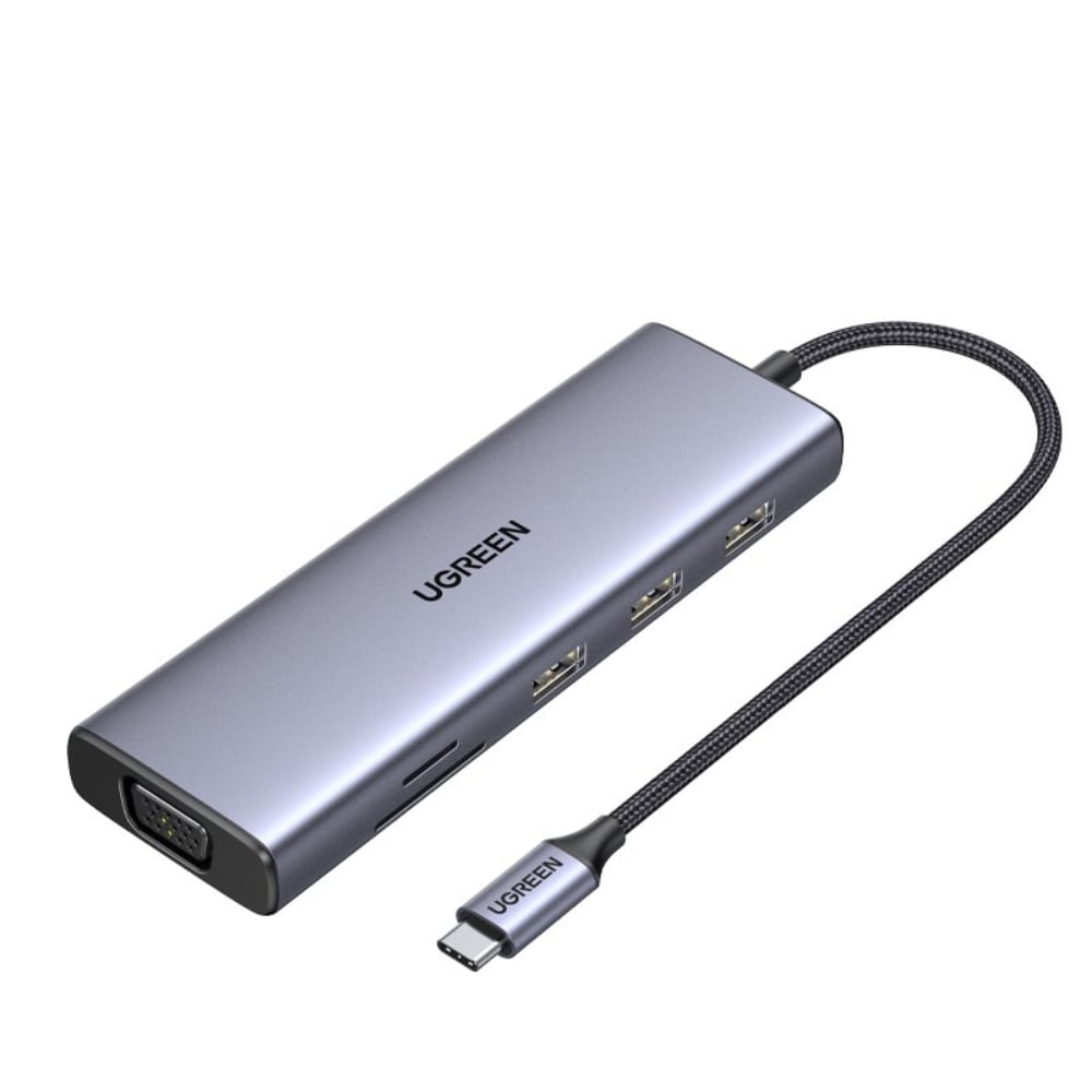 Ugreen - Multipuerto Usb-c / 1hdmi 4k60hz + 1vga 1080p + 3usb 3.0 + Rj45 Gigabit + Inusb-c Pd Cm498