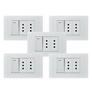 Want - Pack 5 Interruptor 1 912 16A Y Tomacorriente 2 10A - Blanco