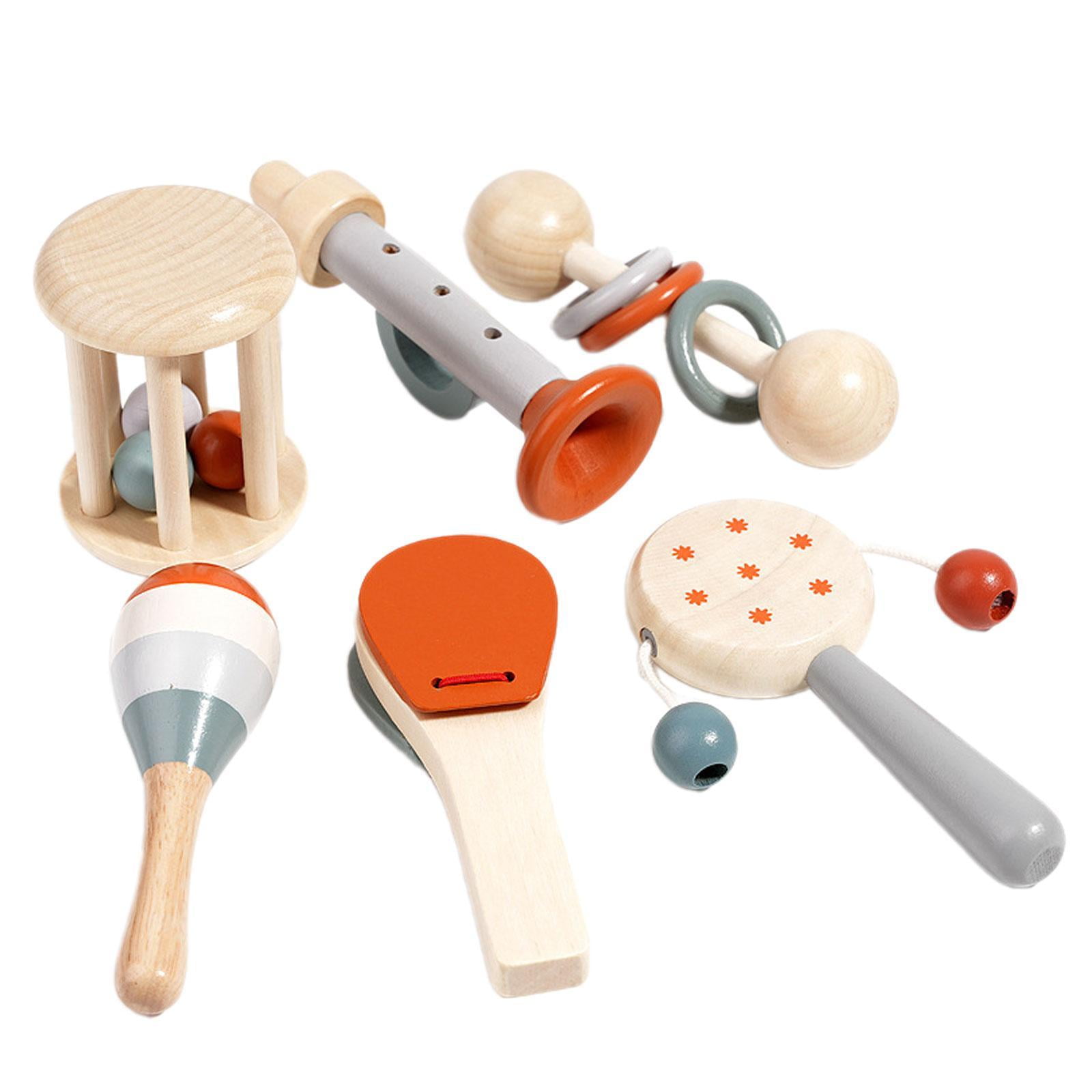 Magideal - Juego De Sonajeros De Madera Con Campanas Para La Mano, Juguetes Sensoriales De Madera Para La Coordinación Ojo-mano Para Niños De 6 Meses Recién Naci