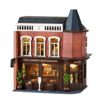 Magideal - Kits De Casa De Muñecas En Miniatura De Madera Diy, Casa Pequeña, Colección De Juguetes, Modelo De Construcción, Rompecabezas De Madera 3D Para Niños Restaurante