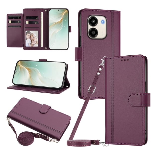 Honor X7E/X6E Funda Billetera con Cierre Magnético, Morado Oscuro