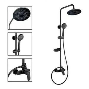 Genérico - Columna De Ducha Acero Inoxidable Redondo 2 Salidas De Agua Negro