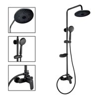 Genérico - Columna De Ducha Acero Inoxidable Redondo 2 Salidas De Agua Negro