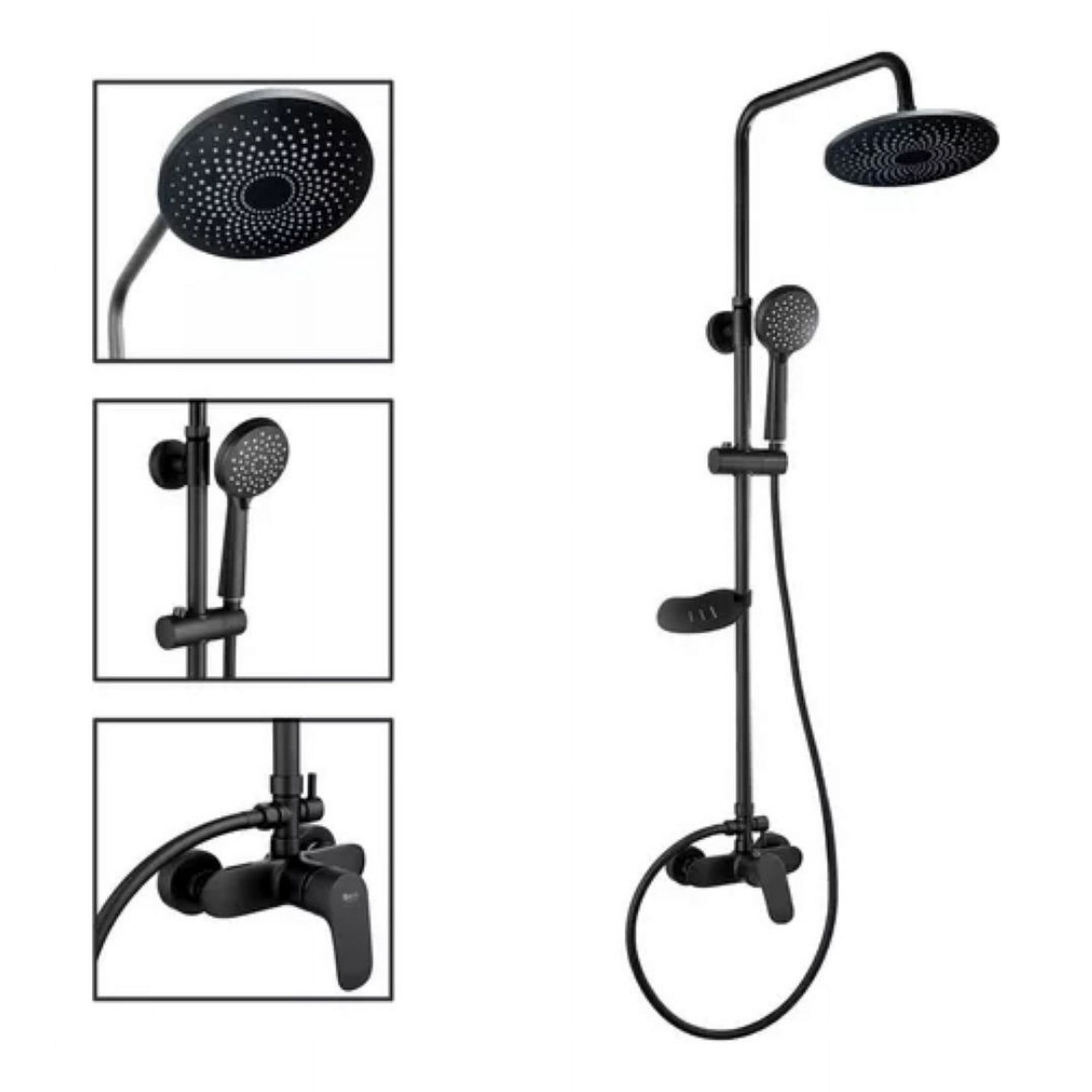 Genérico - Columna De Ducha Acero Inoxidable Redondo 2 Salidas De Agua Negro