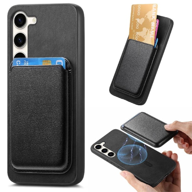 Funda de Cuero Magnética con Tarjetero para Samsung Galaxy S23 FE Cubierta Delgada Negro