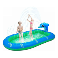 Max - Piscina Inflable 170X110X45Cm Dino Delfin Lanza Chorro Agua