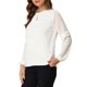 thumbnail image 4 of INSPIRE CHIC Blusa de Chifón para Mujer de Regreso a Clases Cuello con Abertura Manga de Parches Elegante Top de Trabajo XS Blanco, 4 of 8