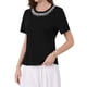 thumbnail image 4 of INSPIRE CHIC Blusa Elegante Brillante para Mujer con Tops de Piedras de Estrás para Cócteles y Fiestas L Negro, 4 of 5