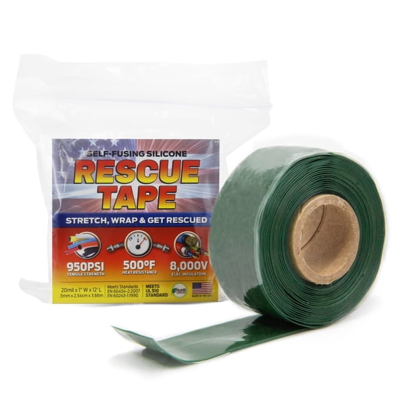 Cinta adhesiva de silicona autoadhesiva Rescue Tape Bond It, 1 x 12 pies, color verde