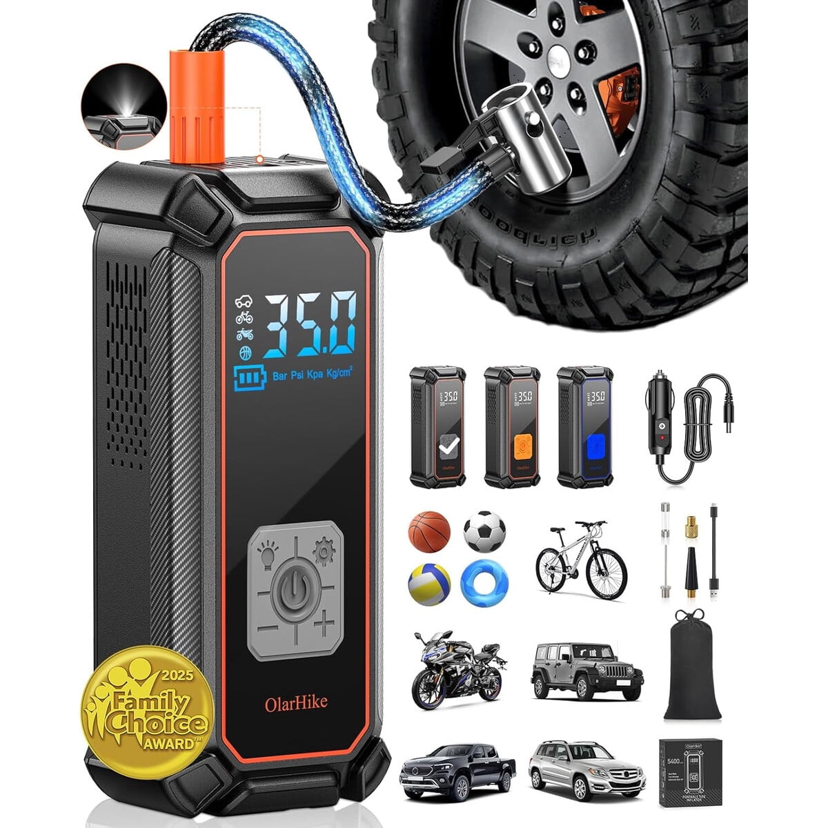 Inflador Portatil Olarhike 7500mah Compresor Aire 160psi