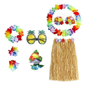 Genérico - Conjunto De Traje De Falda De Hierba De Fiesta De Baile Divertido Hawaiano Color Paja 80Cm