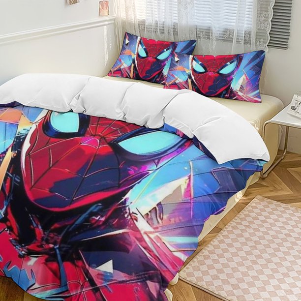 Spider-Man 3-Piece Twin Bed Set - Includes 1 Single Quilt And 2 Pillow Cases Bedding - Fade Resistant Microfiber - Spider