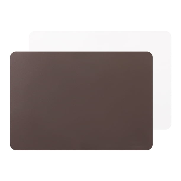 REGALWOVEN Juego de 2 Manteles Individuales de Cuero Sintético para Comedor de Banquete Café Blanco 17'x12'