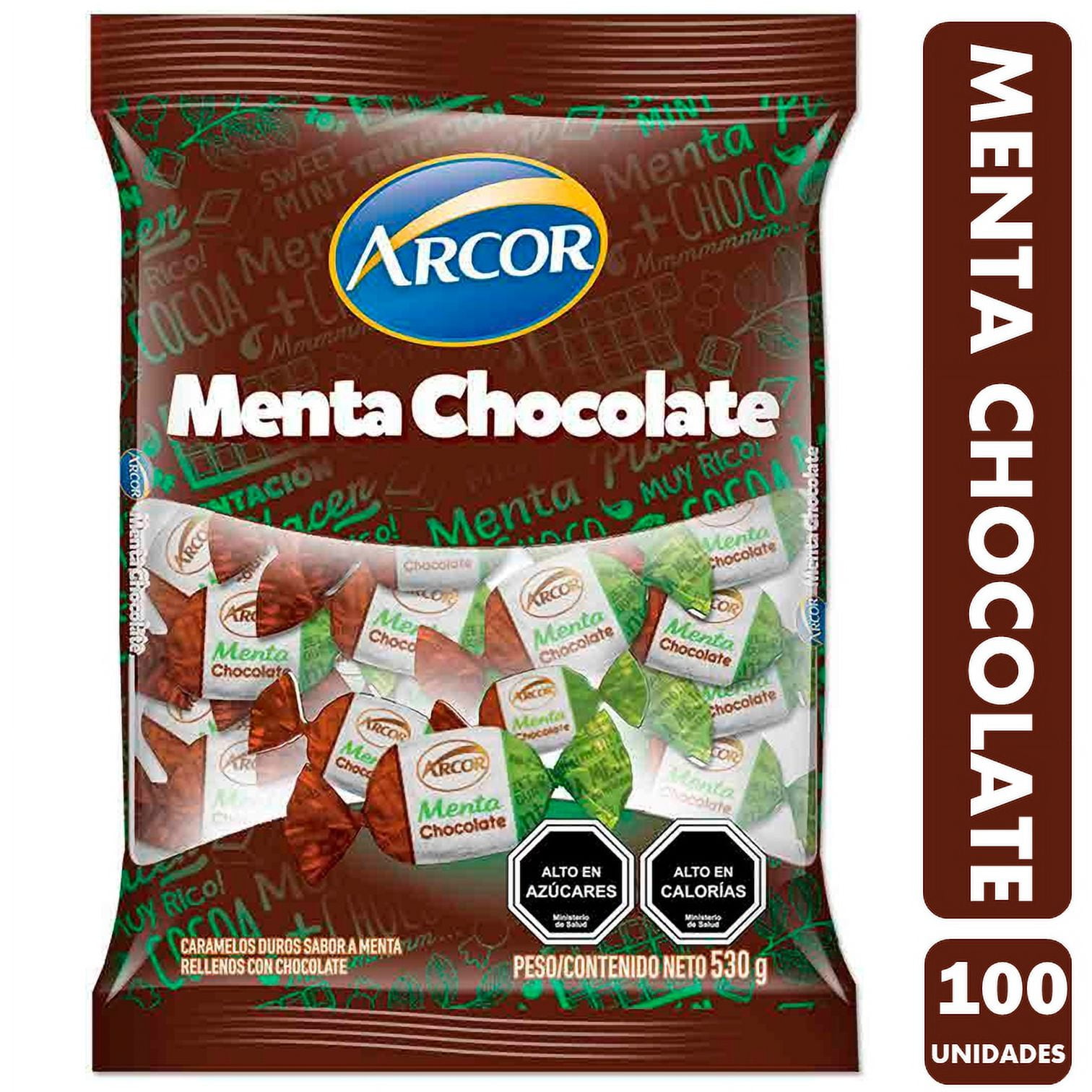 Caramelo Arcor Menta Chocolate (bolsa Con 100 Unidades)
