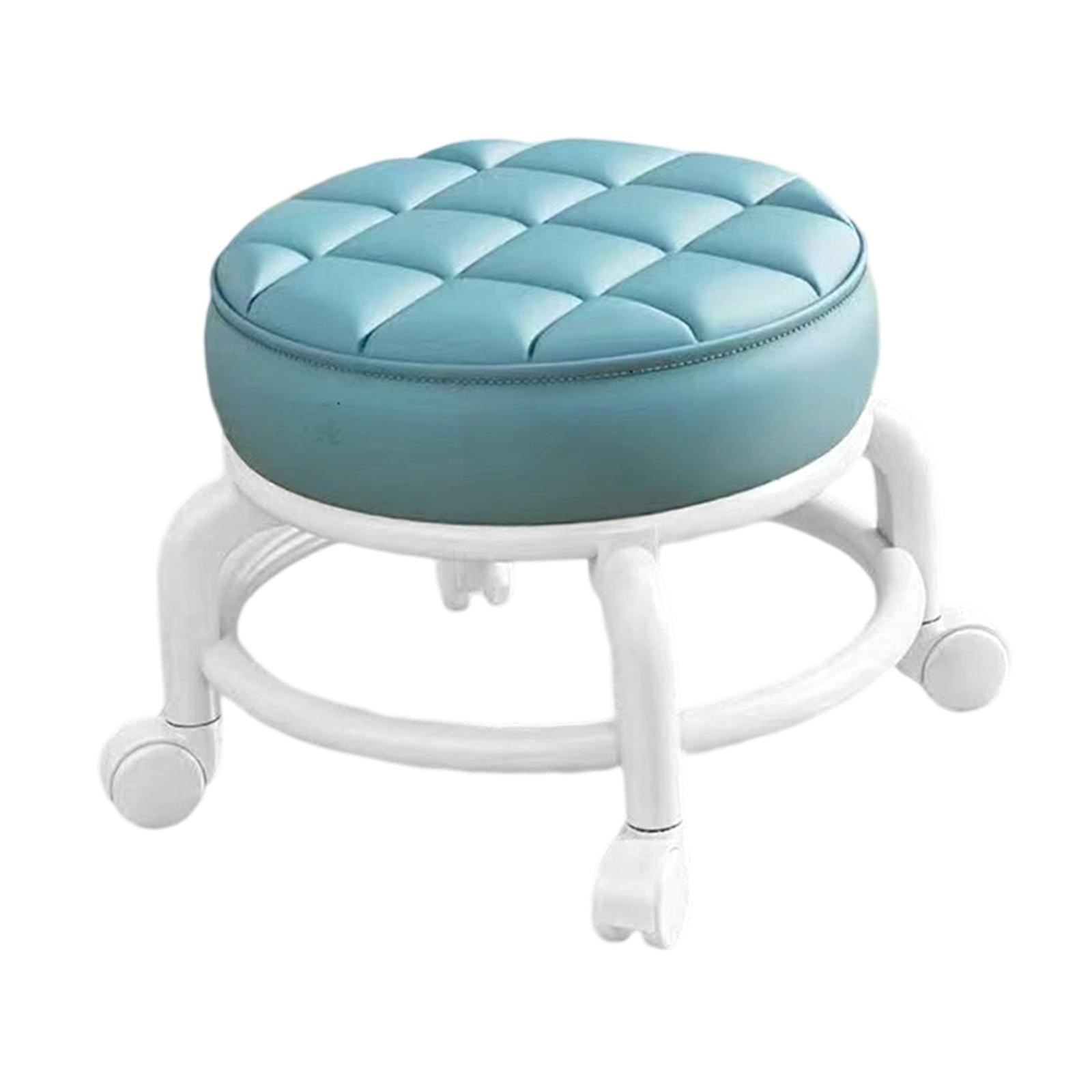 Bothyi - Taburete Giratorio De 360° Con Asiento Bajo Y Ruedas, Silencioso, Para Cocina, Peluquería, Oficina, Color Azul