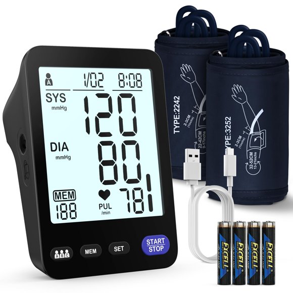 Monitor de presión arterial AQESO A01-BL con 2 manguitos para uso doméstico
