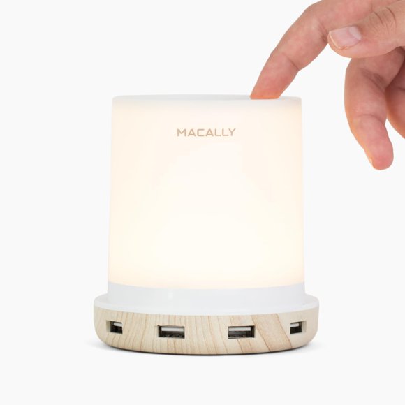 Lámpara Macally LAMPCHARGEWD Touch USB de 3 niveles regulables con 4 puertos