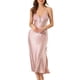 thumbnail image 1 of INSPIRE CHIC Camisón de Satén para Mujer con Cuello en V, Sin Mangas, Maxi Camisón con Tirantes Ajustables y Detalle de Pliegues, Vestido de Ropa de Dormir Sedoso XX-Large Rosa Claro, 1 of 6