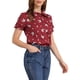 thumbnail image 4 of INSPIRE CHIC Camisa de Mujer para Regreso a Clases con Cuello Peter Pan, Botones, Mangas Abullonadas, Estampado Floral Rojo Oscuro Talla L, 4 of 6