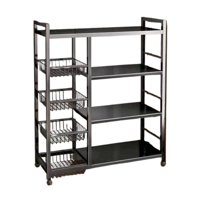 Click Ventas - Estante 4 Niveles Con Cesta Ruedas 360° Estantes Ajustables