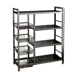 Click Ventas - Estante 4 Niveles Con Cesta Ruedas 360° Estantes Ajustables
