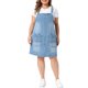 thumbnail image 2 of Agnes Orinda Vestido de Mezclilla con Tirantes Ajustables para Mujer Talla Grande, Estilo Escolar Universitario, Verano Casual, Midi con Bolsillos 1X Azul Claro, 2 of 6