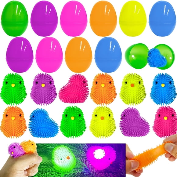 Huevos De Pascua Rellenos Con Pollitos Esponjosos Luminosos 12 Piezas