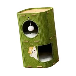 Ioensy - Casa Para Gatos Con Túnel Cubierto, Tipo Condominio, Para Interiores Y Exteriores, Para Gatos, De 2 Pisos, Color Verde