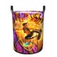 thumbnail image 1 of El Aprendiz del Tigre Cesta de lavandería de gran capacidad redonda con asa, bolsa para ropa sucia plegable, almacenamiento para dormitorio, baño y lavadero 44x35 cm, 1 of 6