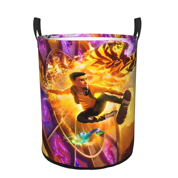 El Aprendiz del Tigre Cesta de lavandería de gran capacidad redonda con asa, bolsa para ropa sucia plegable, almacenamiento para dormitorio, baño y lavadero 44x35 cm