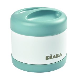 Beaba - Termo Isotérmico De 500 Ml. Acero Inoxidable, Color Verde Con Beige