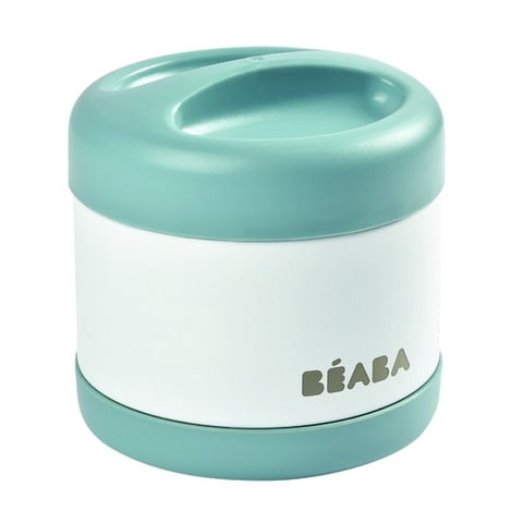 Beaba - Termo Isotérmico De 500 Ml. Acero Inoxidable, Color Verde Con Beige
