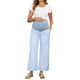 thumbnail image 2 of INSPIRE CHIC Pantalones de Maternidad para Mujeres Pierna Ancha Cintura Elástica Estampado a Rayas Sobre el Vientre Pantalones Casuales de Descanso para Embarazo L Raya Azul, 2 of 6