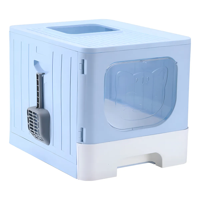 Genérico - Arenero Para Gatos Caja De Arena Plegable Con Bandeja Grande Color Azul