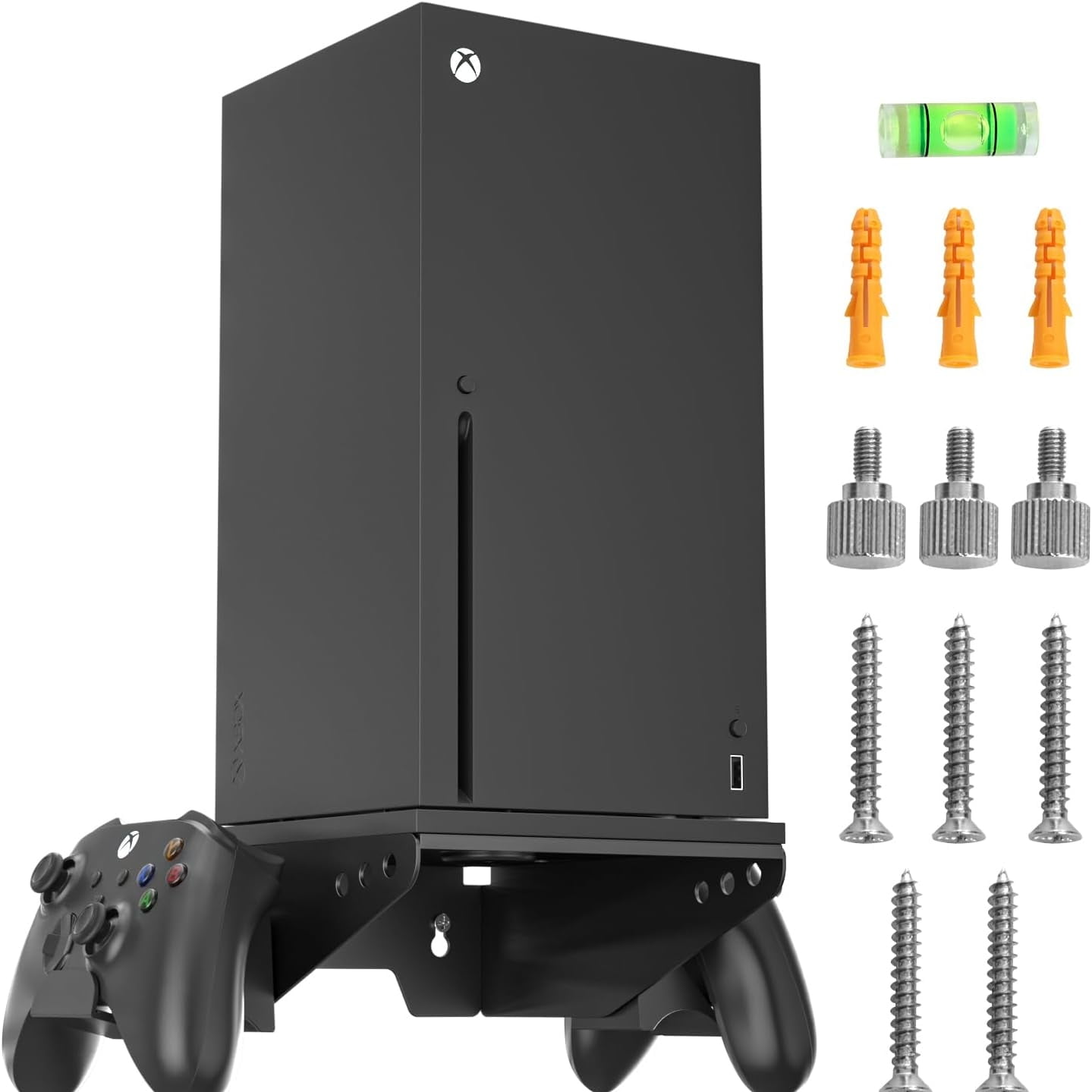 Genérico - Kit De Montaje En Pared Para Xbox Serie X - Incluye Soporte De Pared, Soporte Para El Mando Y Soporte Para Auriculares Para Mejorar La Configuración De Juego-negro