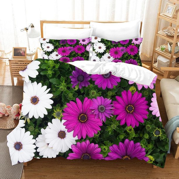 Chrysanthemum Garden Daisy Quilt Duvet Cover Set Super Bedspread Bed Linen3-Piece Bedding Set