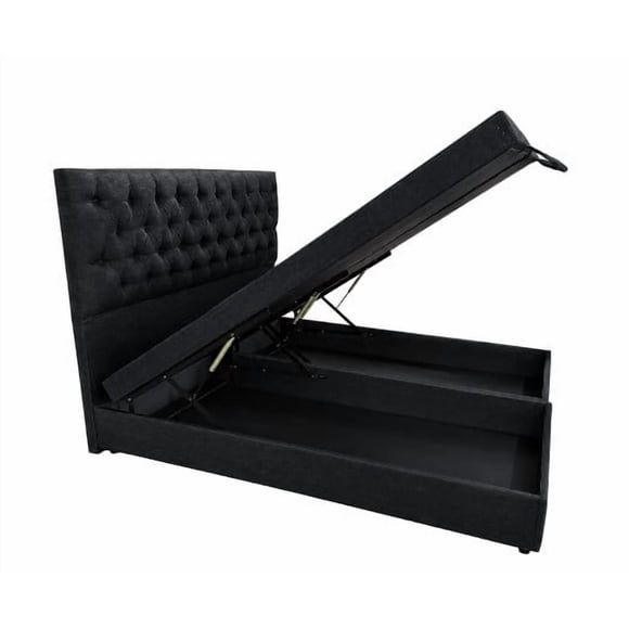 Cama Baul 2 plazas negro color negro Base + Respaldo